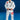 Adult athlete wearing the white GB1 Kimono standing on a blue mat, featuring the Red Shield patch on the chest, Gracie Barra lapel patch, and reinforced jacket and pant design