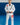 Adult athlete wearing the white GB1 Kimono standing on a blue mat, featuring the Red Shield patch on the chest, Gracie Barra lapel patch, and reinforced jacket and pant design