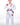 Student wearing the white GBK Lite Ripstop kimono with Red Shield patches, front view.